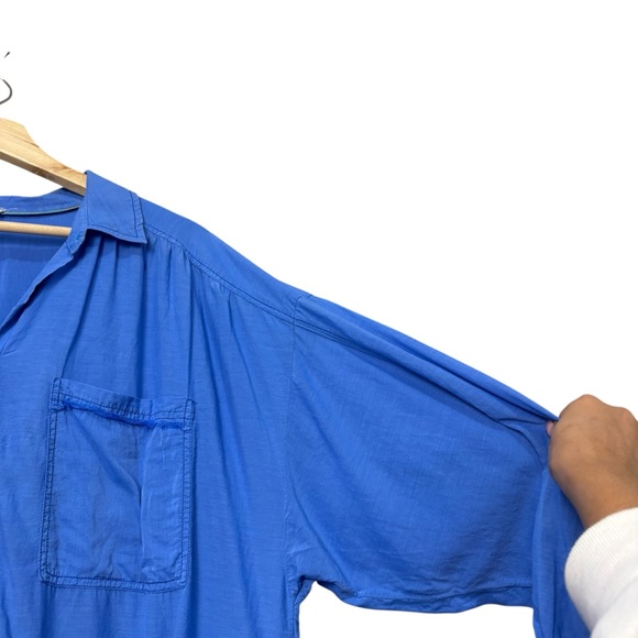 PILCRO Blue Oversized Button Down Fringe Shirt Women’s Size Large - Picture 10 of 10